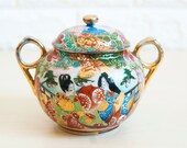 Antique Japanese Ginger Jar Sugar Bowl, Hand Painted Geisha Girl Jar, Signed