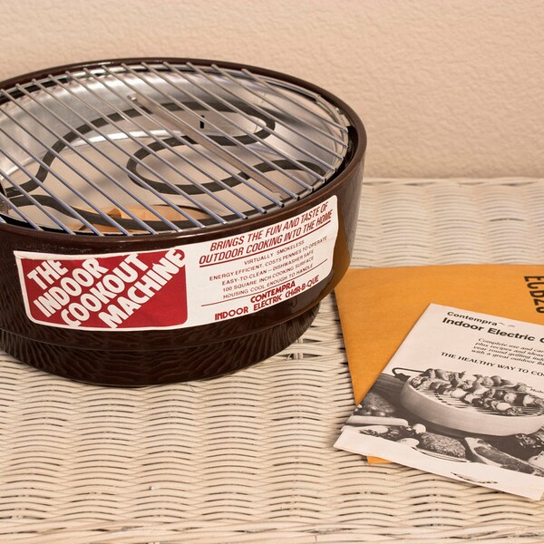 RESERVED for Russ Contempra Indoor Electric Grill Barbeque Char-B-Que Vintage New old Stock Chocolate Brown