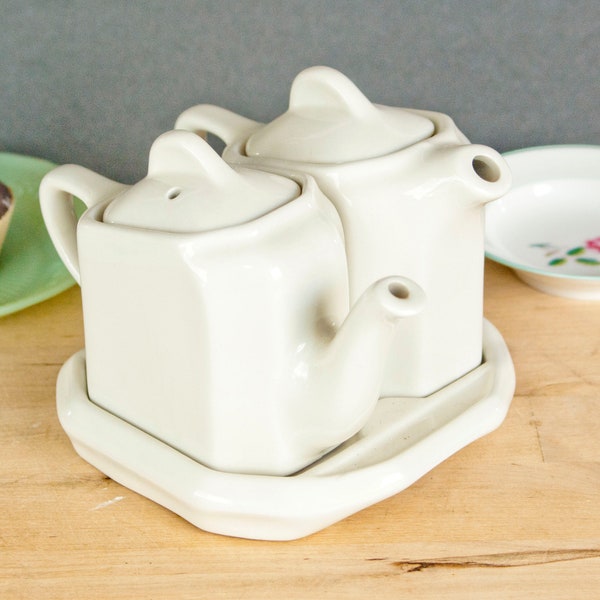 Hall Pottery Twin Teapots Etsy