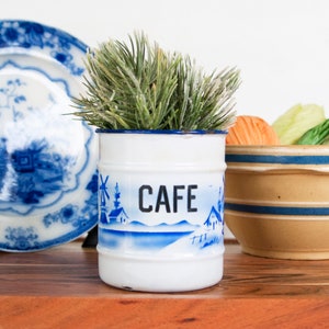 French Enamelware Canister Coffee Cafe Enamel Ware Container, France