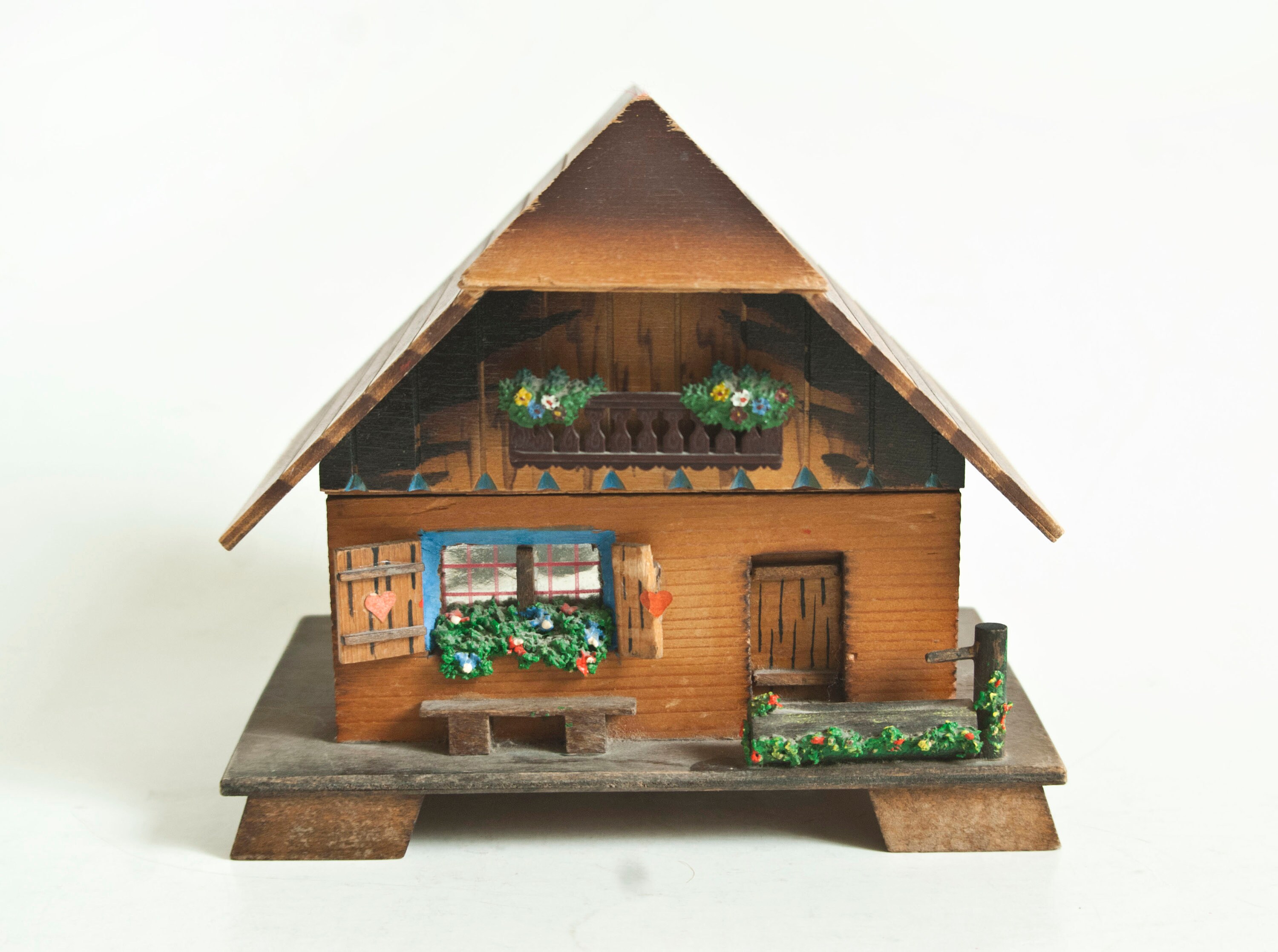 Vintage Swiss Chalet Music Box Switzerland Mountain Log Cabin Etsy