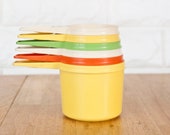 Vintage Tupperware Mixed Measuring Cups, Fiesta harvest Orange Green Yellow Nesting Measure Set