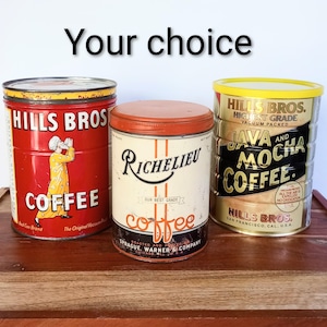 Hills Bros Coffee Can Tin, Java Mocha, Vintage Graphics Retro Advertising Props