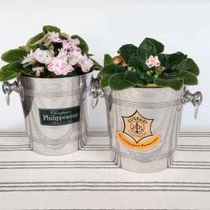 French Champagne Bucket, Aluminum Wine Cooler with Handles