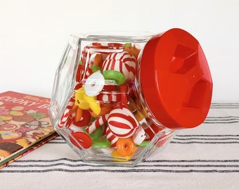 Récipient de rangement vintage pour pots de bonbons, présentoir de magasin géométrique hexagonal Italie