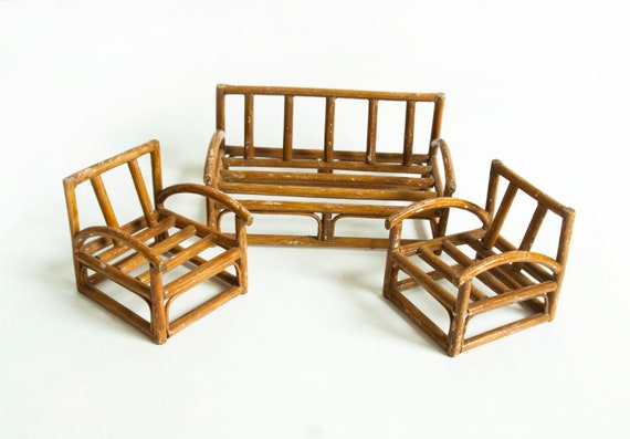 Vintage Miniature Bent Wood Furniture Doll Size Bamboo Couch Etsy