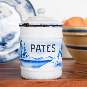 French Enamelware Canister Enamel Ware Container Pates Pasta, France
