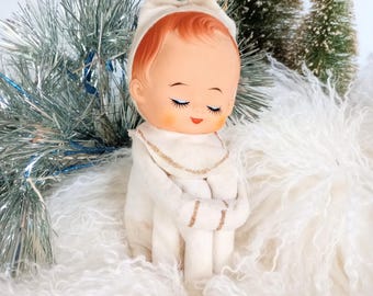 Vintage Knee Hugger Pixie Elf, Snow Baby Christmas Decoration Japan