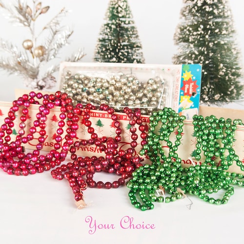 Vintage Mercury Glass Christmas Tree Garland Beads Silver Etsy