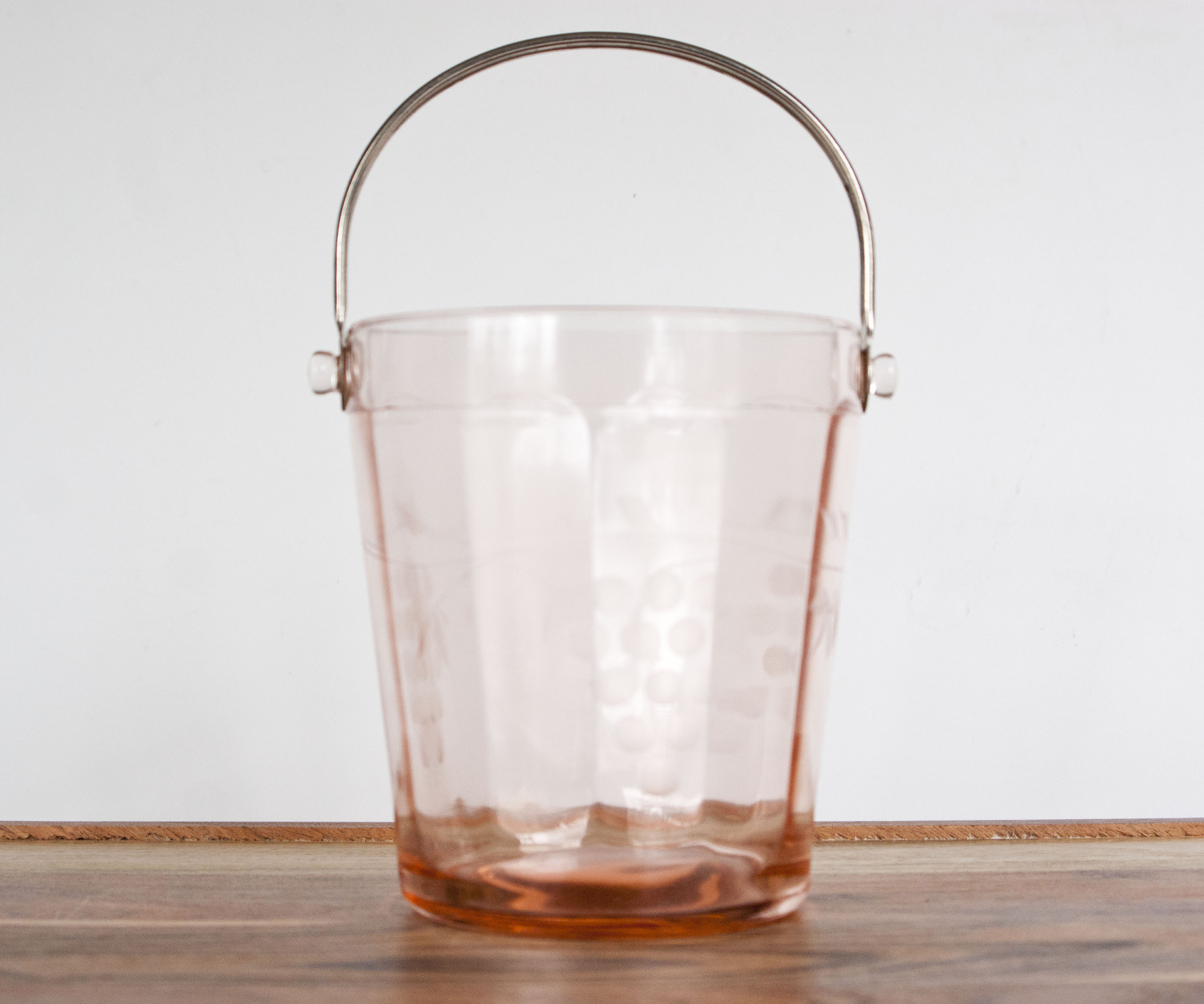 Pink Depression Glass Ice Bucket With Handle 1930s Grape Etsy