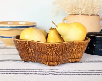 Jardinière en poterie ambrée, décoration d'automne, céramique californienne, cuisine de ferme rustique