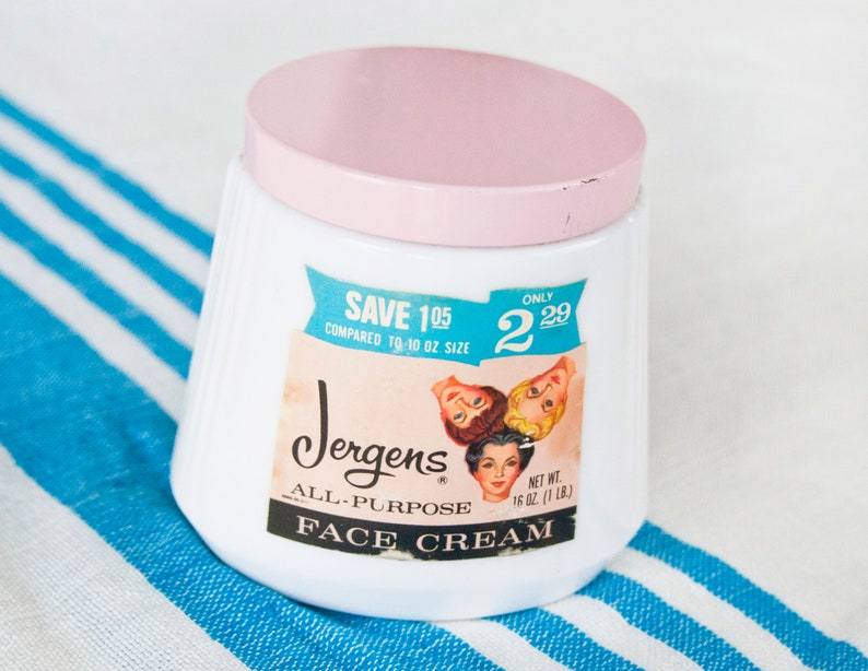 Vintage LARGE Jergens Face Cream Jar Milk Glass Bottle Pink Etsy