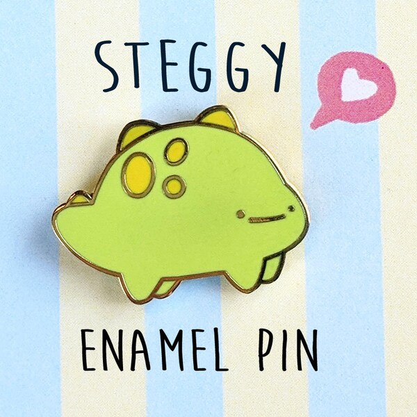 Cute Baby Kawaii Dinosaur Enamel Pin, Steggy the Dino Stegosaurus - LIMITED QT