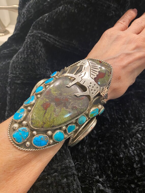 Dragon Blood Jasper Vintage Native American Navajo Sterling Silver Bracelet Dragon Blood Jasper Vintage Native American Navajo Sterling Silver Bracelet