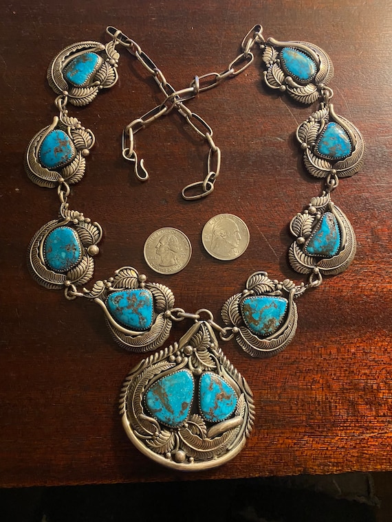 Gorgeous Native American Sterling Silver Royston … - image 1