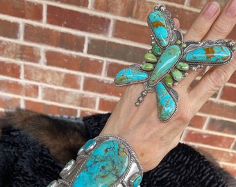 Sold to Rochelle and on layaway - please do not buy - Ring only!  Navajo E. Richard’s Turquoise Sterling Silver Dragonfly Ring size 7.5