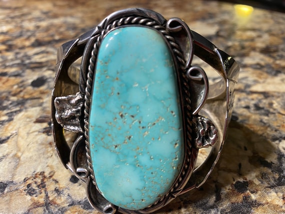 Dry Creek Turquoise And Buttons!! Vintage Native American Navajo Sterling Silver Bracelet Dry Creek Turquoise And Buttons!! Vintage Native American Navajo Sterling Silver Bracelet