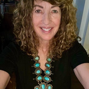 Vintage Huge Southwest Turquoise Sterling Silver Squash Blossom Necklace