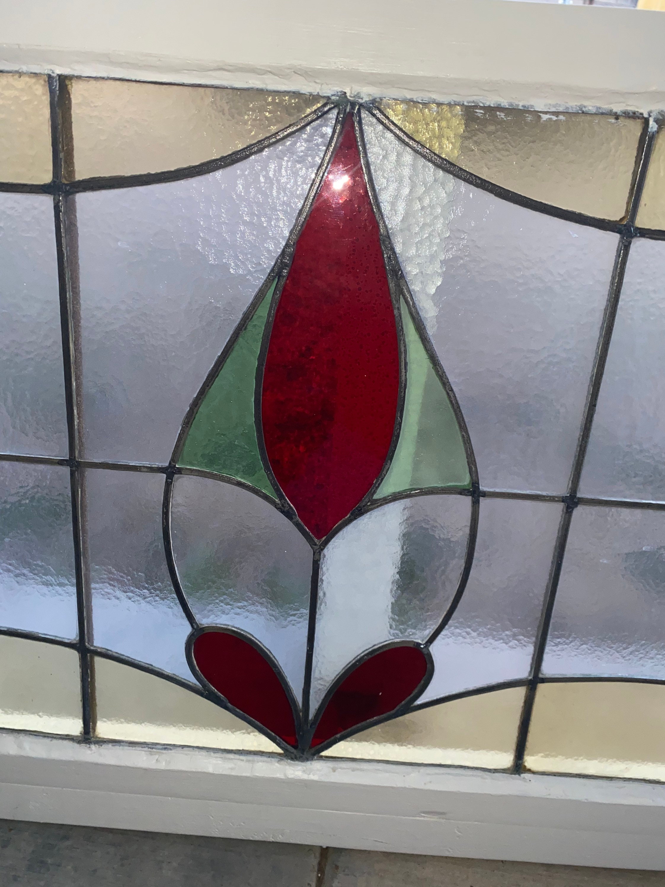 Huge Antique Leaded Stained Glass Window in Thick Etsy UK