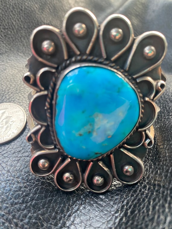 Vintage Southwest Turquoise Sterling Silver Cuff B