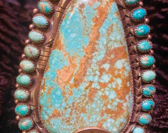 OLD 1930s Vintage Ingot Sterling Silver and TURQUOISE Cuff - Etsy