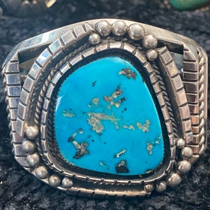 166 gram SW Vintage Morenci Turquoise Sterling Silver Cuff Bracelet!!