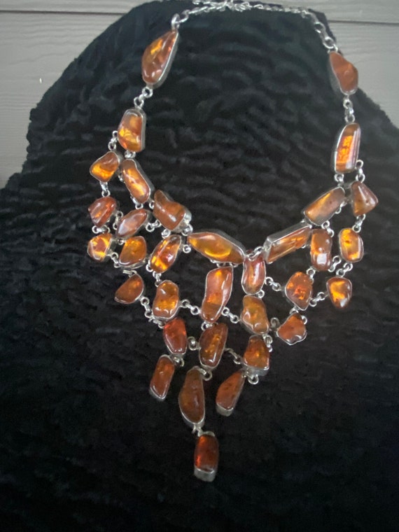 Lovely Vintage Sterling Silver Amber Waterfall   … - image 2