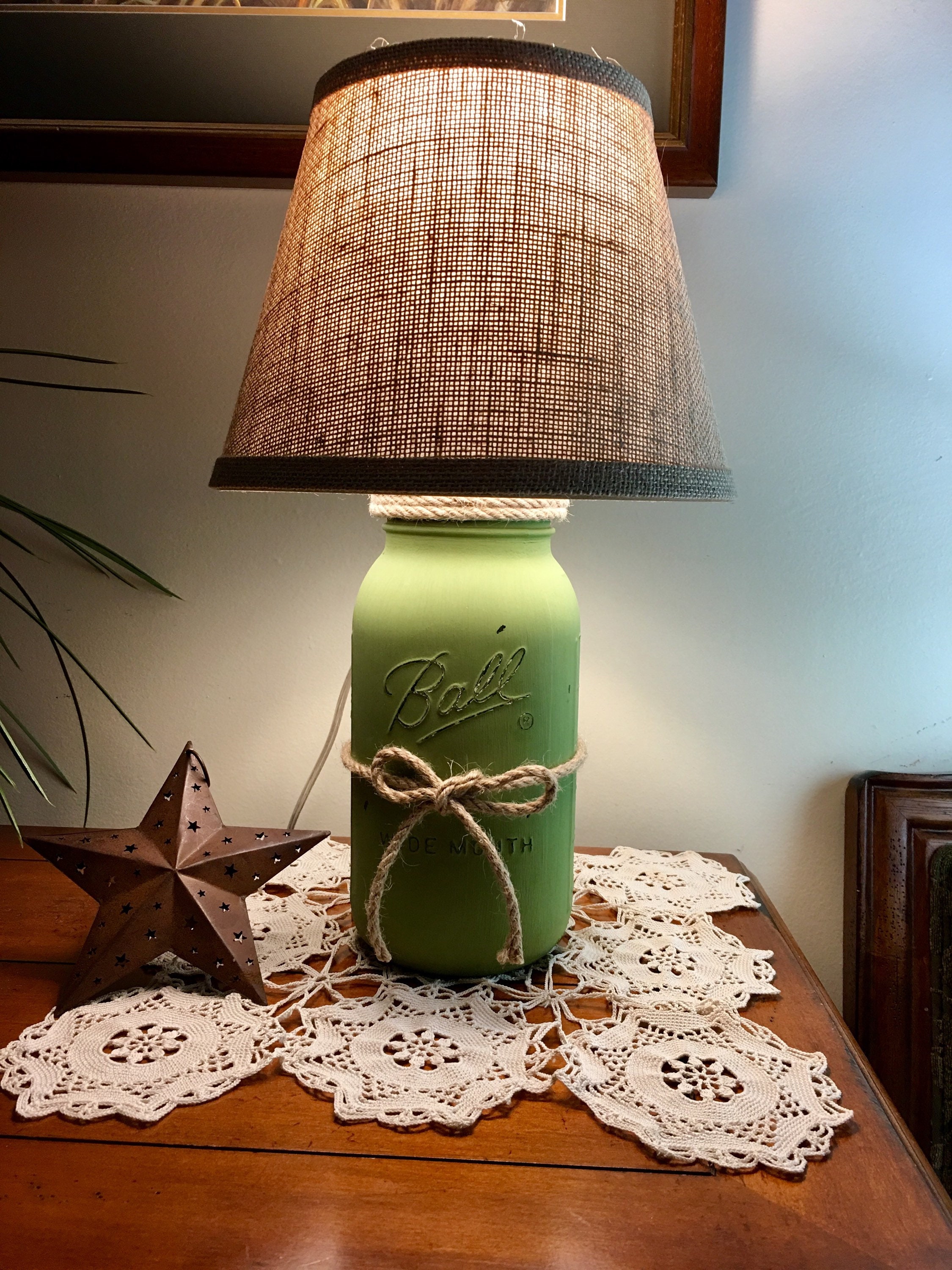 Mason Jar lamp Table lamp country rustic primitive House Etsy