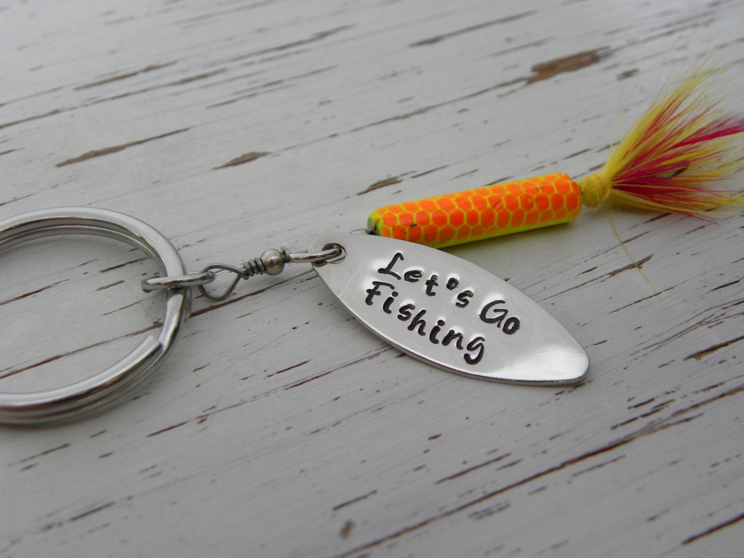 Let's Go Fishing key chain fishing lure spinner Etsy