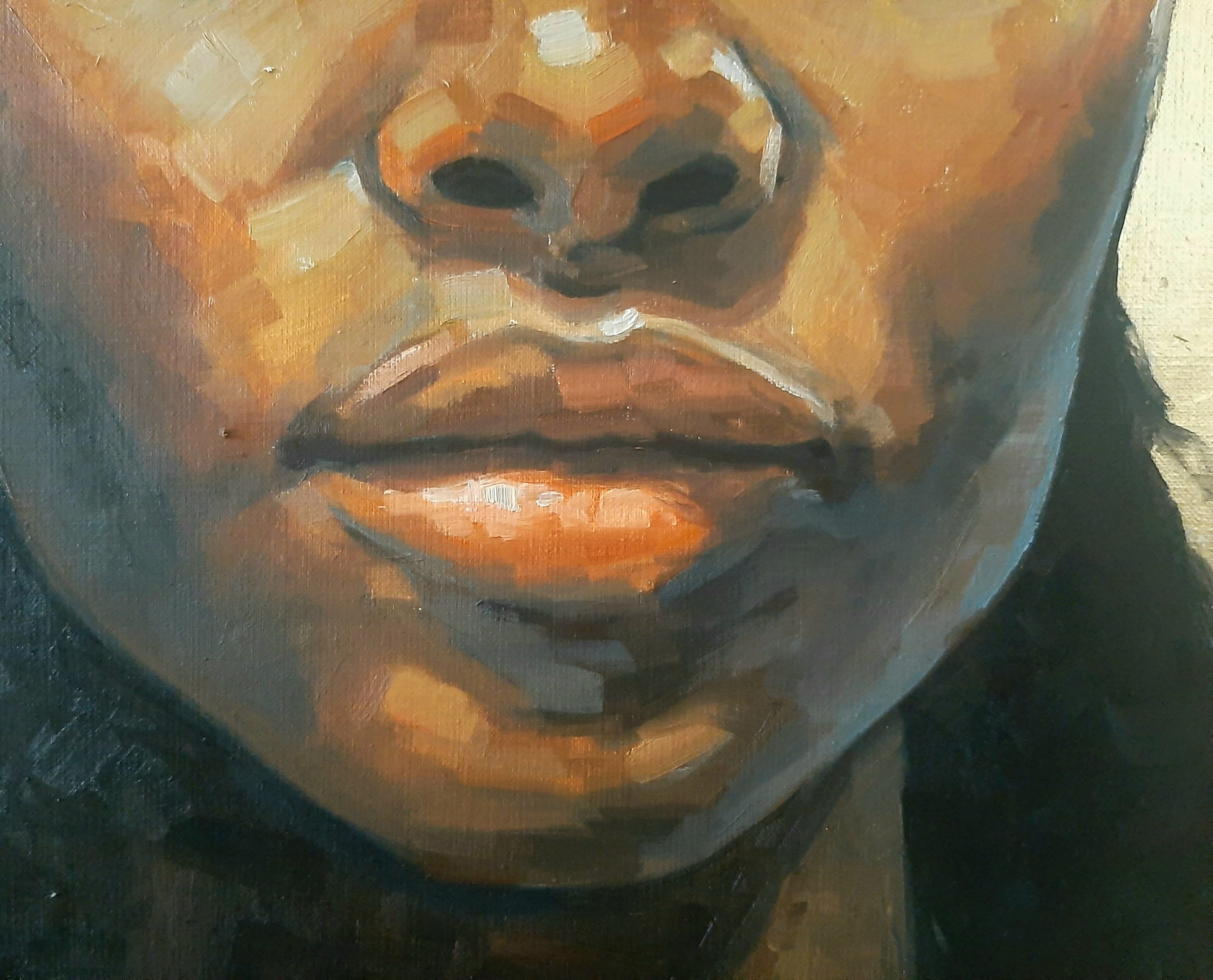 Original Oil Portrait Painting Young Woman on Gold Linen Canvas 16x20 ...