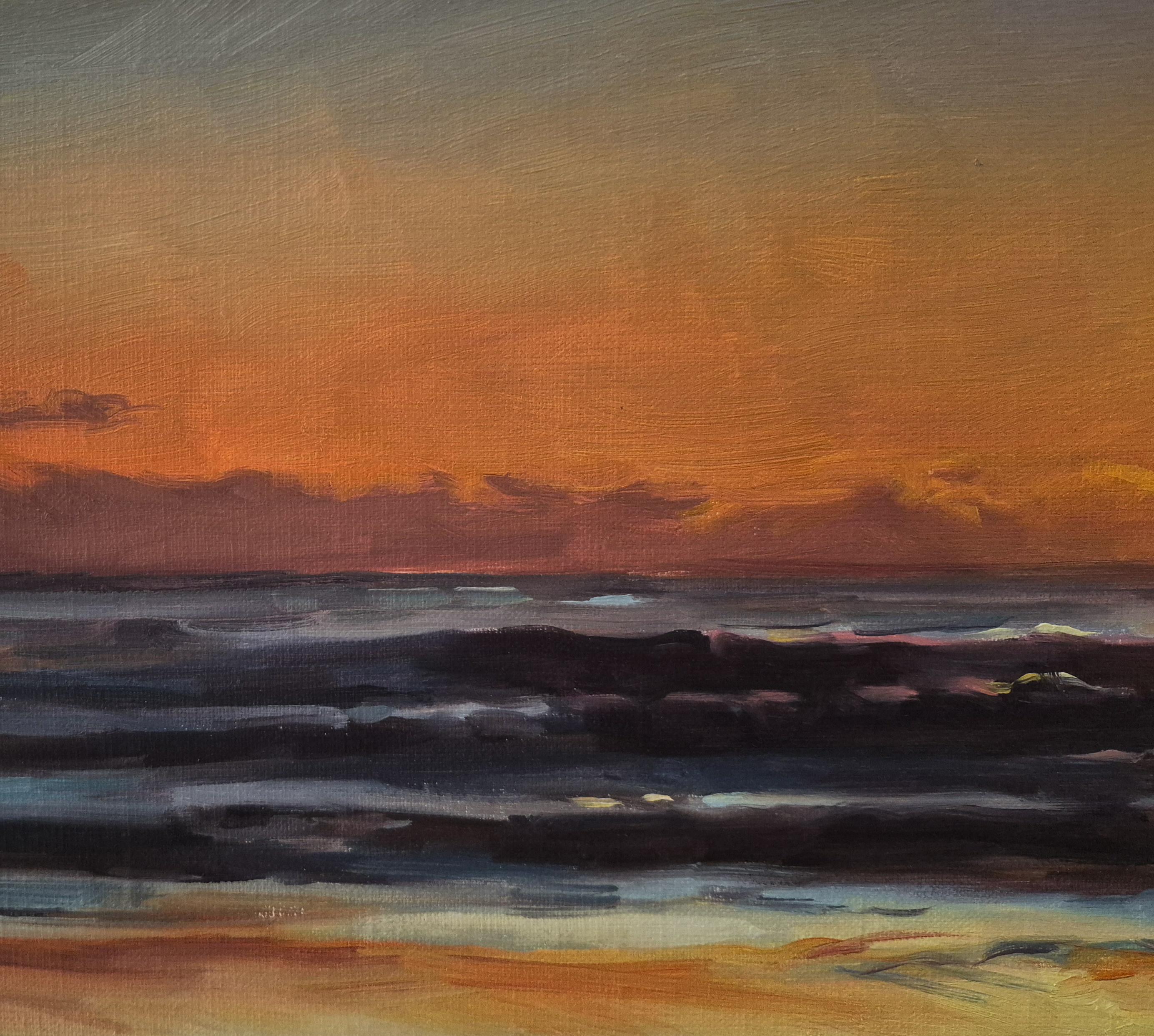 ネアベイの夕日の油絵、太平洋岸北西部の海景、10x20 キャンバス