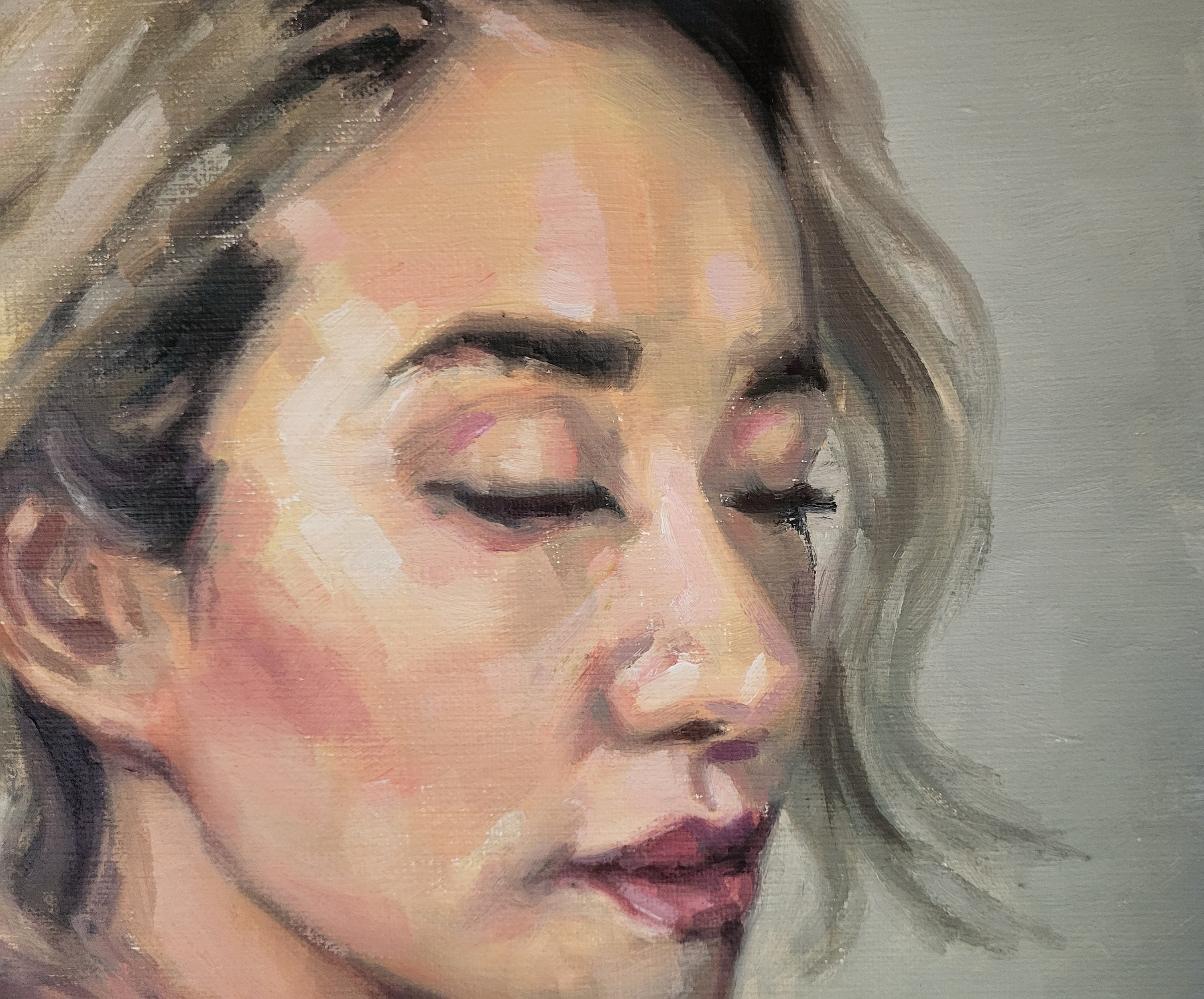 女性の肖像画 リネンキャンバスに描かれたオリジナルの油絵 10x10