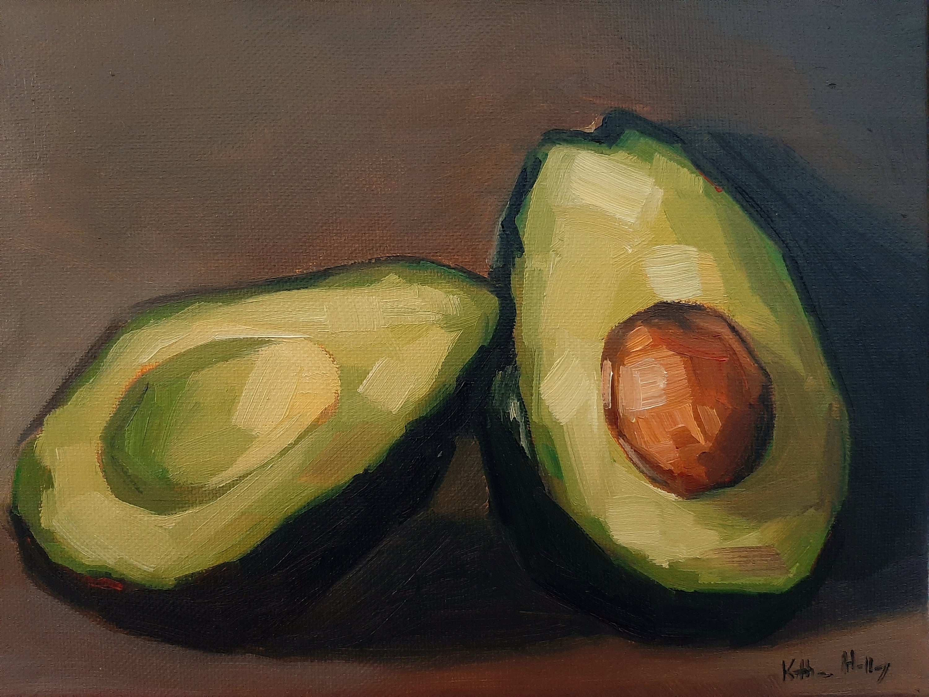 Sliced Avocado Food Oil PaintingArchival Giclee Print Poster Wall Art 