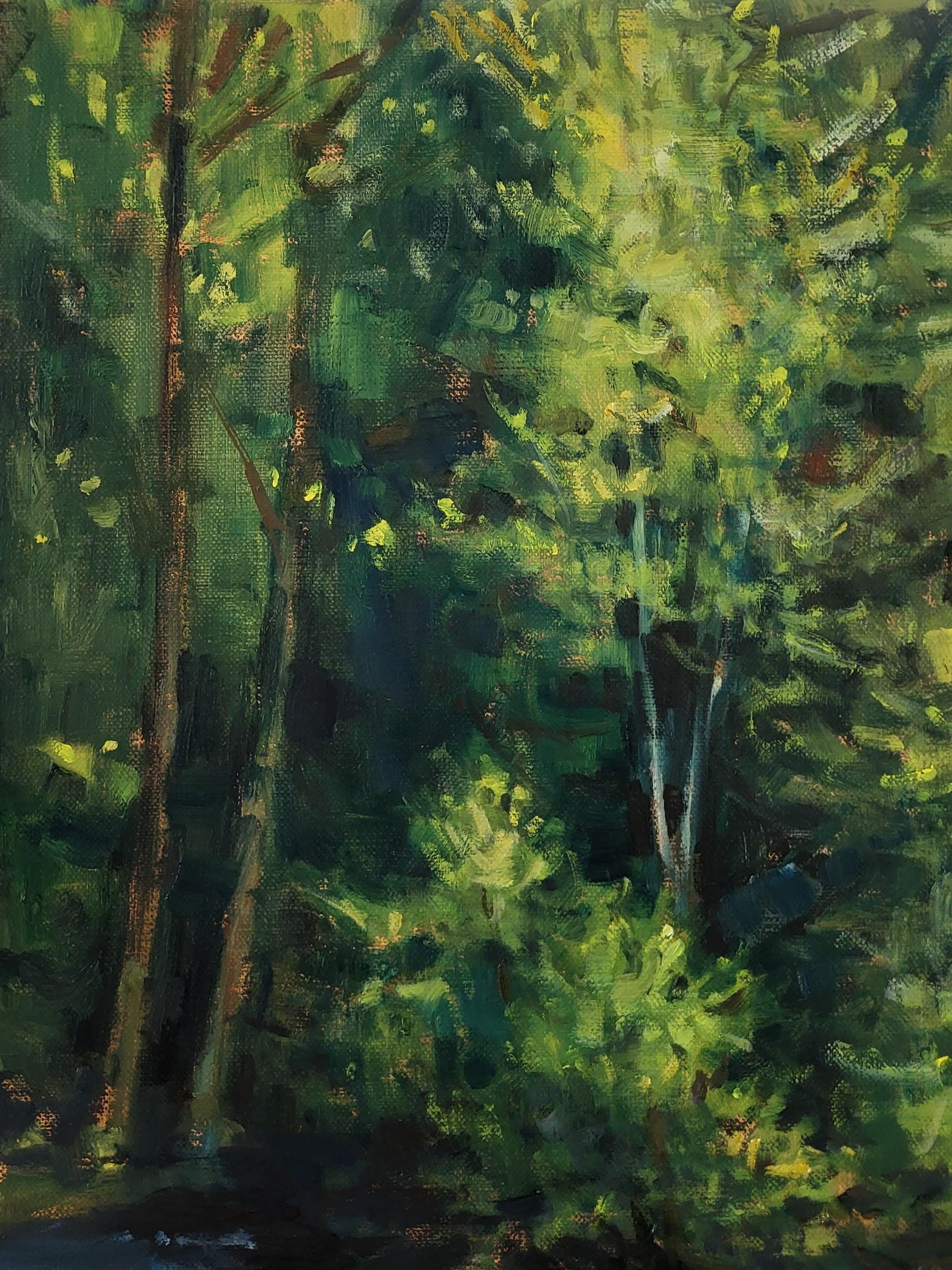 森の小川の油絵 川の風景 リネンキャンバス 16x20インチ - Etsy 日本