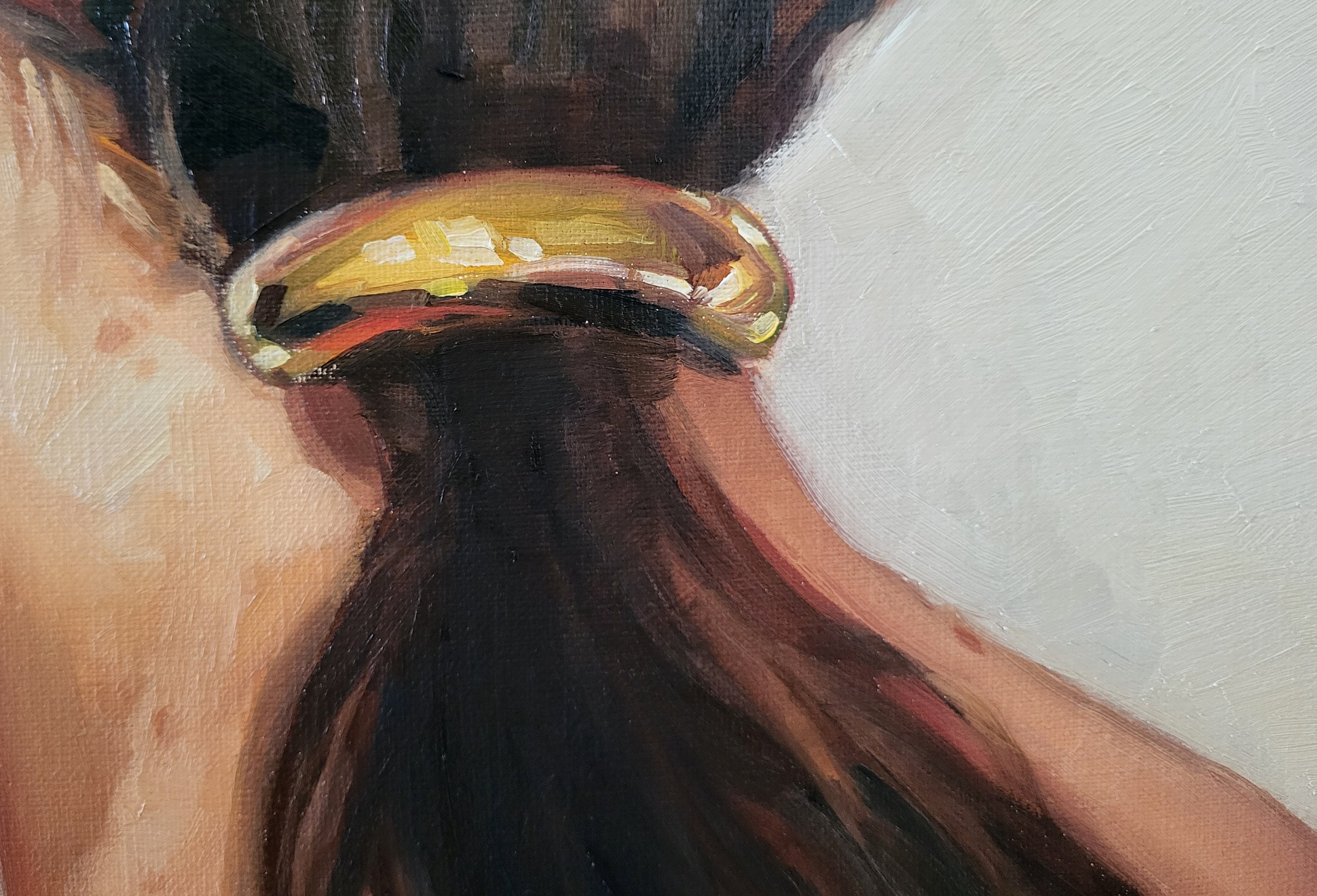 オリジナルの女性の肖像画、油絵、髪に蝶、リネンキャンバス、16x20