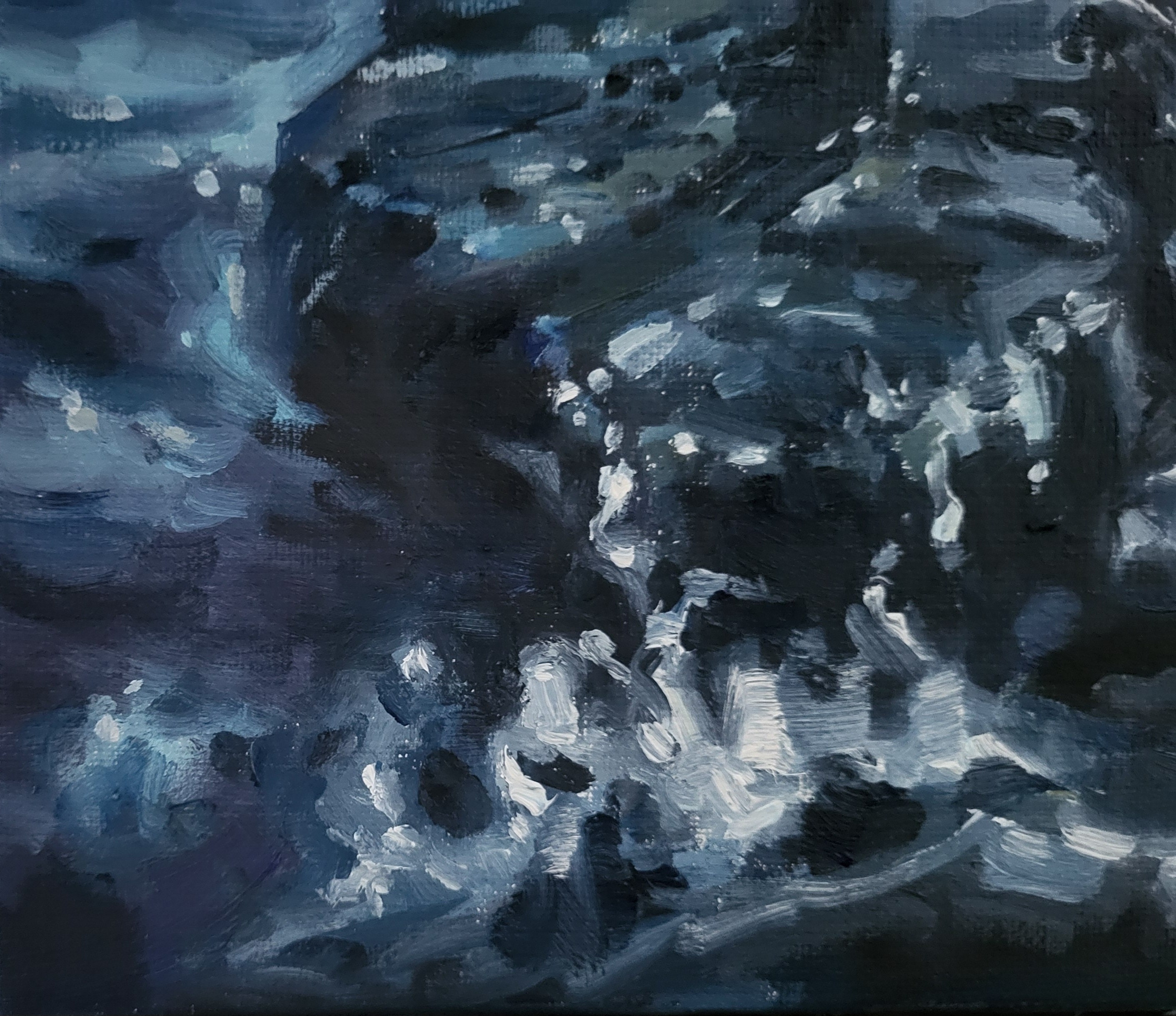 海景油絵、赤いコートを着た少女、太平洋岸北西部のアート 9x12インチ