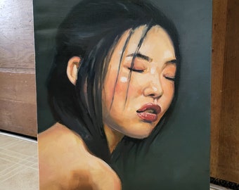 静かなひととき、オリジナルの女性の肖像画の油絵、女性の姿の