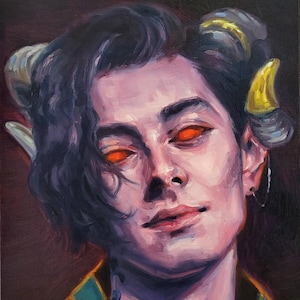 Portrait of Mollymauk Tealeaf, original fantasy character art, Critical Role Mighty Nein Dungeons and Dragons nerd gift handmade wall art