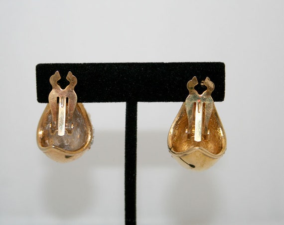 VINTAGE Elegant Rhinestone and Pearl Clip Earring… - image 4