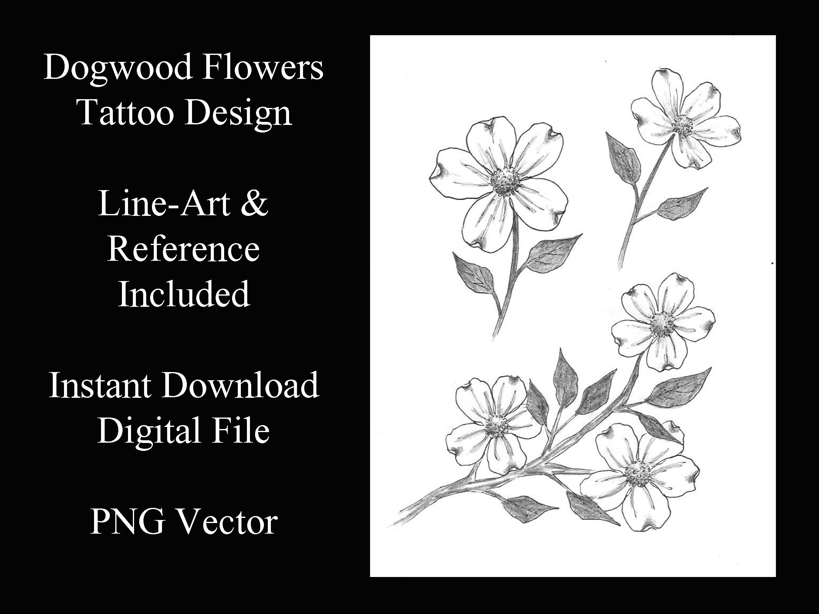 Dogwood Flowers Tattoo Design: Line Art Reference (digital Download) - Etsy
