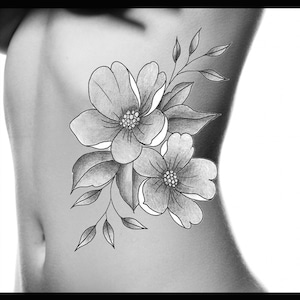 Floral Ribs Tattoo Design - Flower Tattoo - Printable Stencil - Tattoo Design Download - Tattoo Stencil - Tattoos For Women - Pretty Tattoos