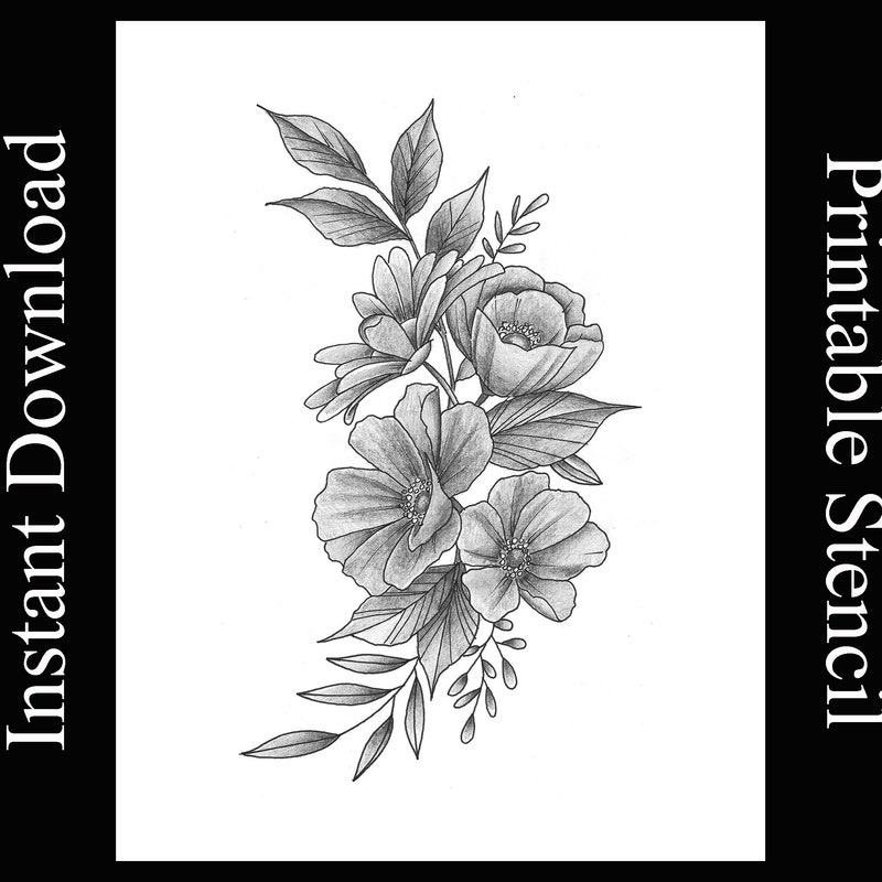 Tattoo Flower Stencil - Etsy