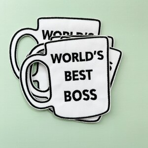 Worlds Best Boss Iron on Patch | Office Patch | Boss Iron on Patch | Funny Office Gift | Office Sarcasm | Mug Patch