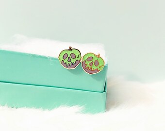Green Glitter Poison Apple Earrings | The Evil Queen Earrings | Snow White Earrings | Wicked Earrings | Dainty Earrings | Halloween Earrings