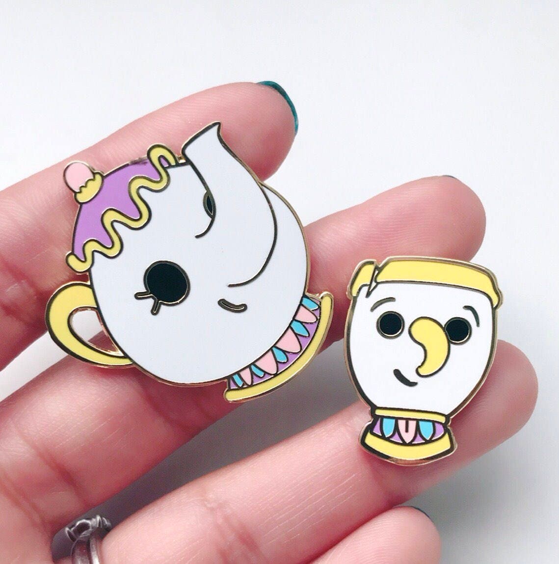 Mrs. Potts and Chip the Tea Cup Inspired Enamel Pin Beauty Etsy