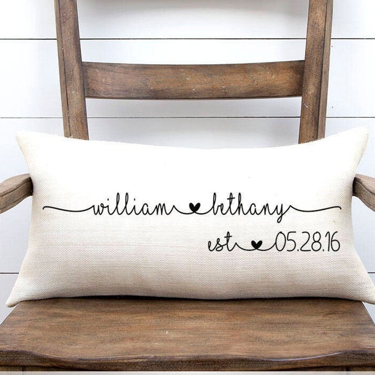 Personalized Cover + Pillow, 12"x24", gray, Rita Todd est. 08.16.25
