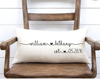 Wedding Gift, Wedding Gifts, Personalized Pillow, Newlywed Gift, Engagement Gift, Rustic Wedding Gift, Linen Pillow, Gift for bride