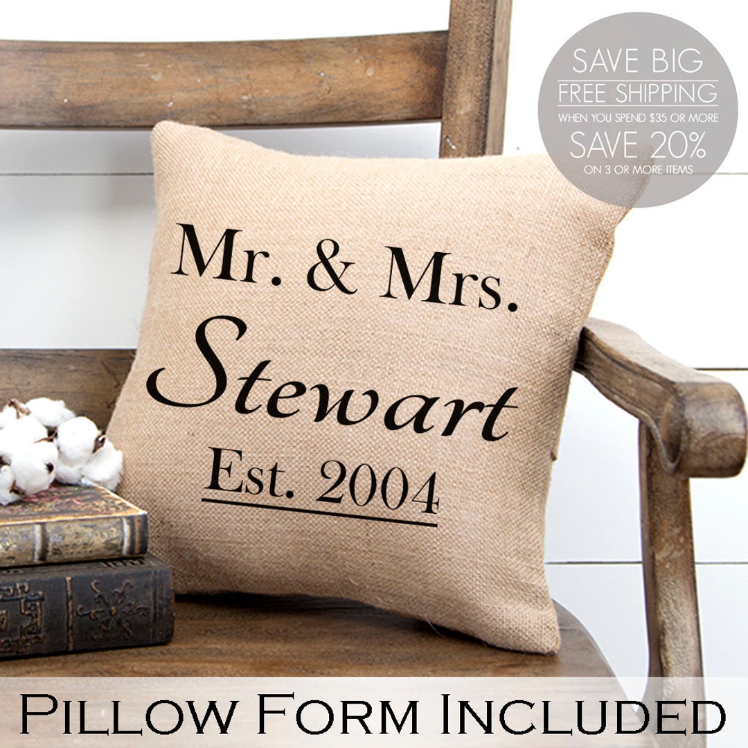 Linen PILLOW Personalized Wedding Gift PILLOW With Monogram Etsy