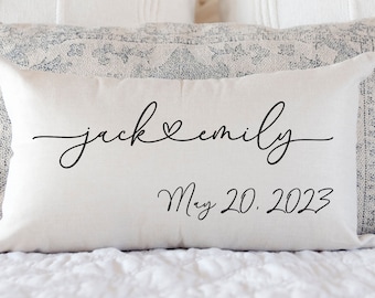 personalized gifts for bride, bride and groom, Wedding Gift, Wedding Gifts, Engagement Gift, names with heart, Pillow, Gift for bride