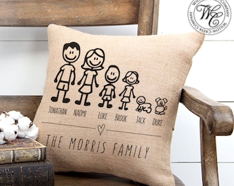 Christmas Gift, Christmas Gifts, Christmas present, stick family, personalized gift, Gift for mom, Gift for Wife, Christmas pillow